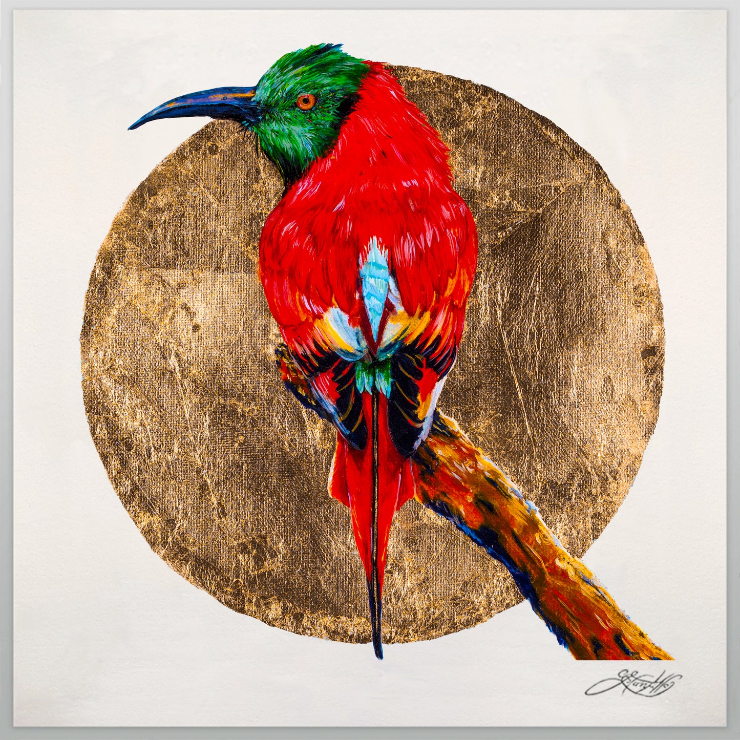 'Carmine Bee Eater' Framed Canvas